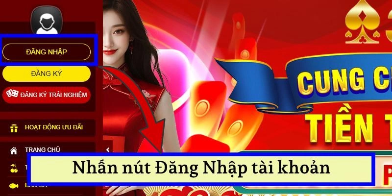 Nhấn yêu cầu Đăng nhập ở góc bên trái màn hình